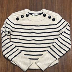 Lucy Paris Navy and Cream Striped Sweater